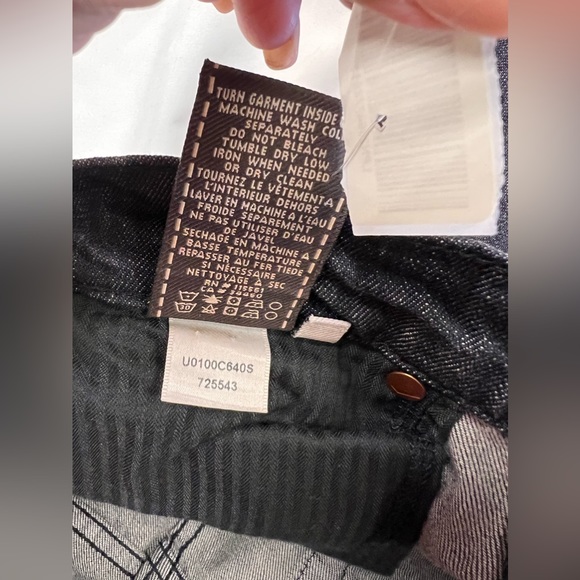 7 For All Mankind NWT Straight Leg Black Studded Jeans Size 26 - Picture 8 of 14